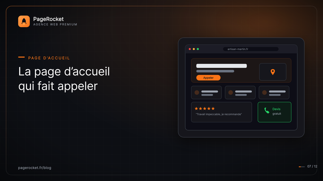 Page d'accueil : la structure qui donne envie de vous appeler
